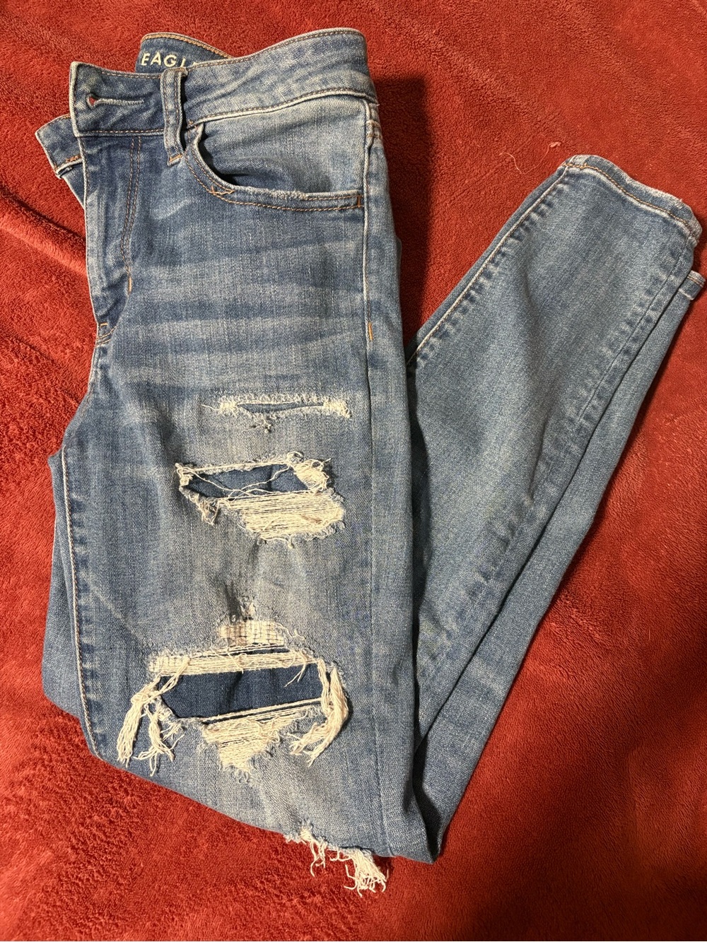 American Eagle Outfitters Light Blue Distressed Skinny Jeans